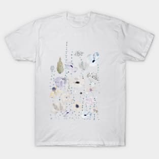 grey blue purple flowers T-Shirt